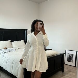 Pearl detail mini dress